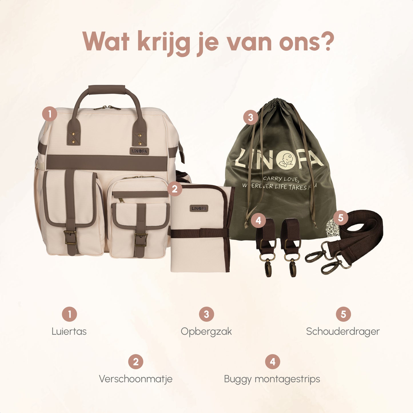 Luiertas Lily | 25 Liter | Beige