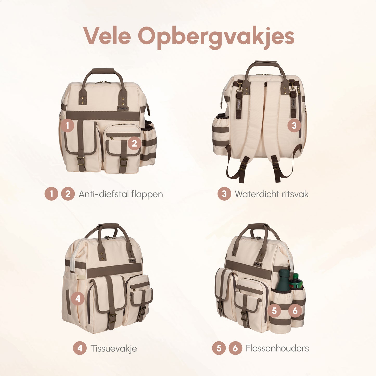 Luiertas Lily | 25 Liter | Beige