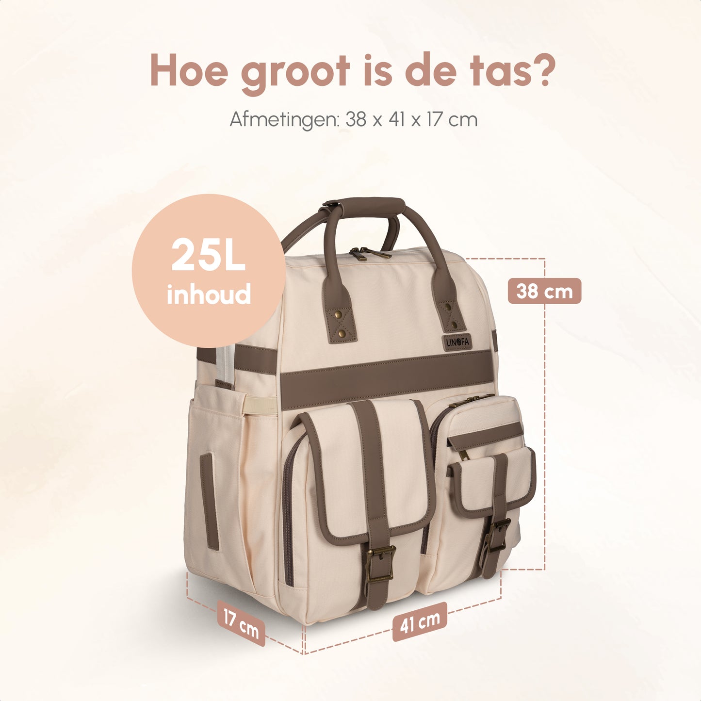 Luiertas Lily | 25 Liter | Beige